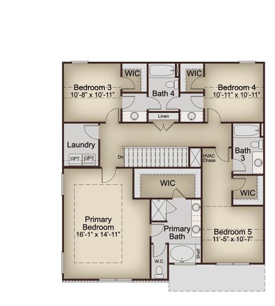 2D floor plan layout for the Brookpark by McKinley Homes in Stratford Square, Lawrenceville, GA (Image 5).