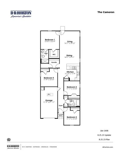 2D floor plan layout of this home in Meadow Walk, Loris, SC (Image 3).