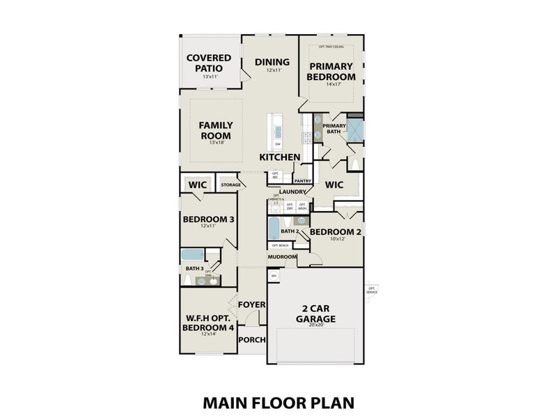 2D floor plan layout for the The Holly F by Davidson Homes LLC in Meadow Ridge Estates, Josephine, TX (Image 2).