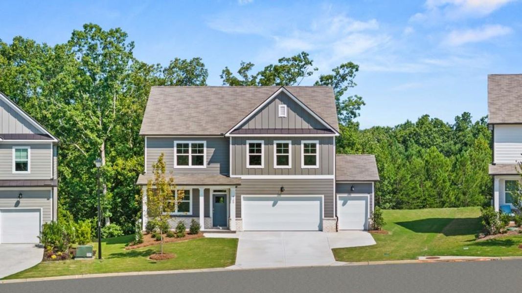 Front exterior of a new home in Falcon Landing, Gainesville, GA, highlighting curb appeal (Image 2).