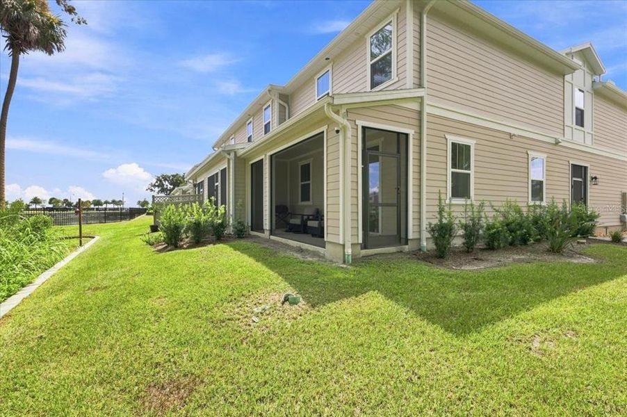 Exterior details and patio area of a home in Towns at Riverwalk, Sanford (Image 23). Exterior details and patio area of a home in Towns at Riverwalk, Sanford (Image 23).