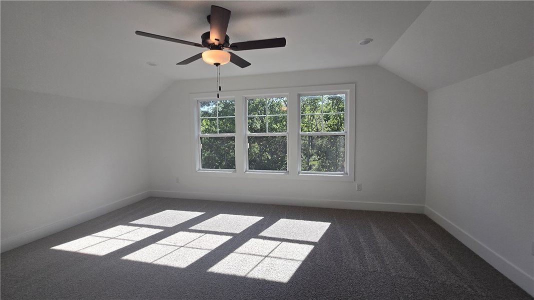 Natural light streams through three windows, illum