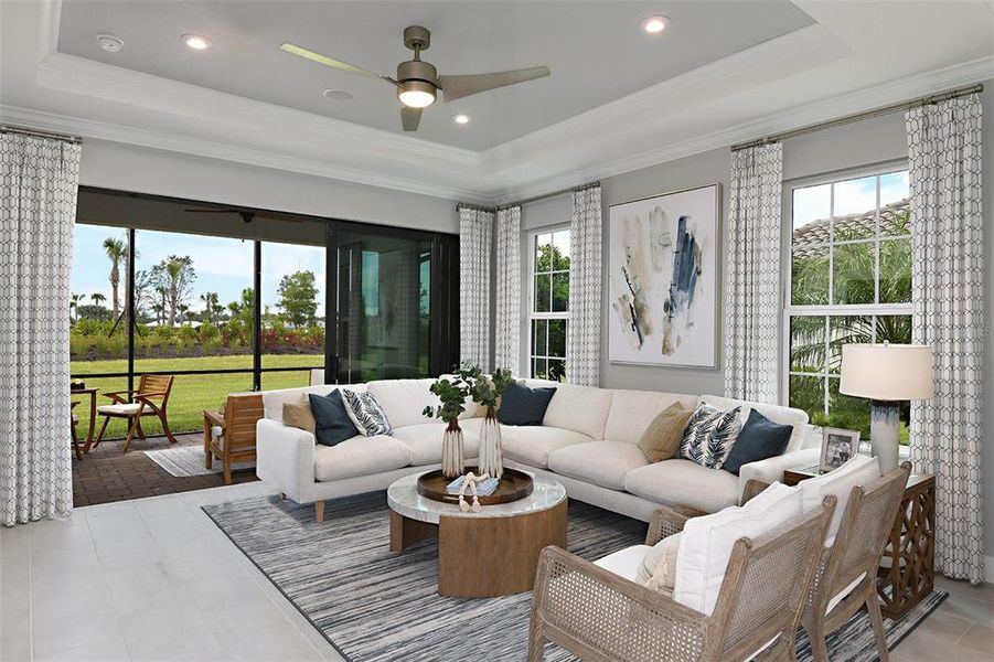 Furnished interior view inside a new home in Esplanade at Wellen Park, Englewood (Image 10).