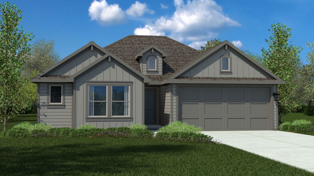 Representative exterior photo of a completed home built from the BELLVUE by D.R. Horton in Longhorn Estates, Fort Worth, TX (Image 22). Representative exterior photo of a completed home built from the BELLVUE by D.R. Horton in Longhorn Estates, Fort Worth, TX (Image 22).