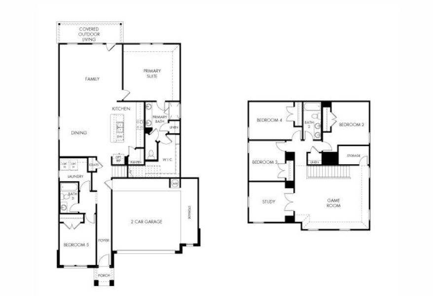 2D floor plan layout of this home in Waterstone Crossing, Kyle, TX (Image 2). 2D floor plan layout of this home in Waterstone Crossing, Kyle, TX (Image 2).