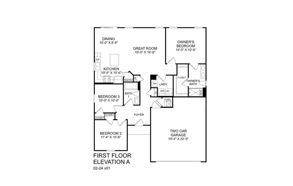 2D floor plan layout for the Grand Bahama by Ryan Homes in Cameron Ridge Ranches, Columbia, SC (Image 2).