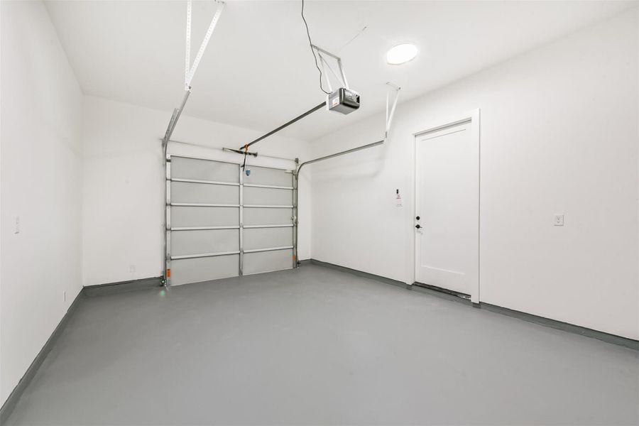 Oversized single car garage to equip storage needs.