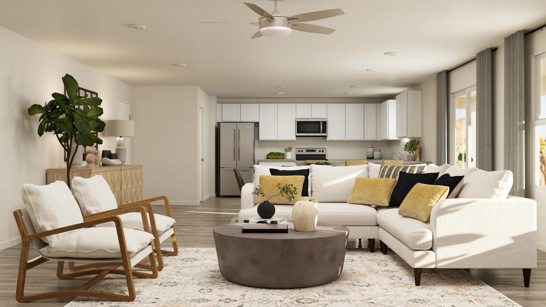 A living room with a couch and a table. A living room with a couch and a table.