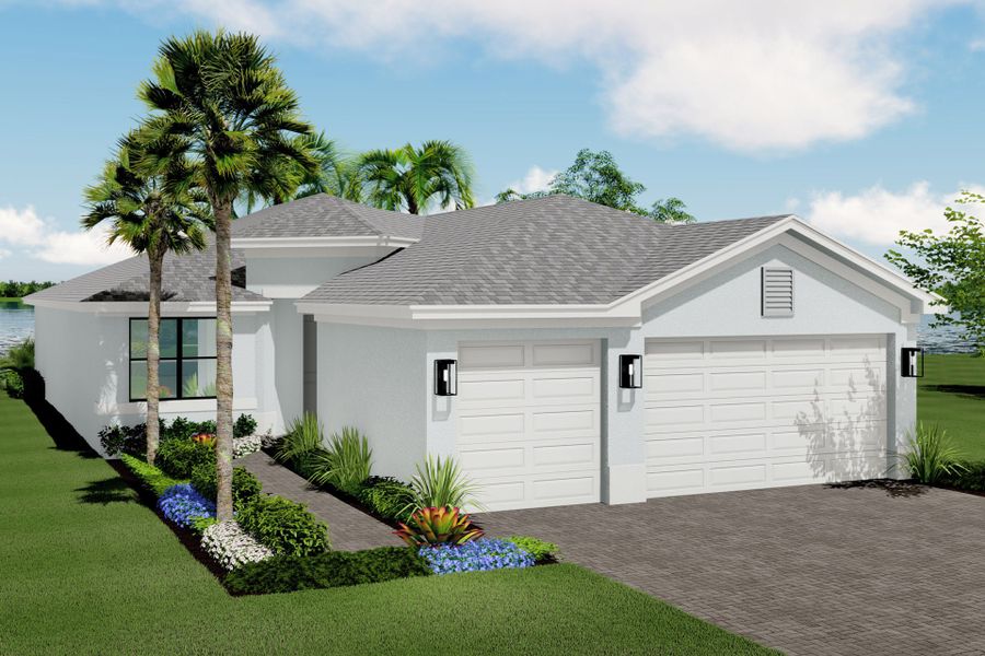 Representative exterior photo of a completed home built from the Tortuga by GL Homes in Valencia Harbor (55+), Fort Myers, FL (Image 2).