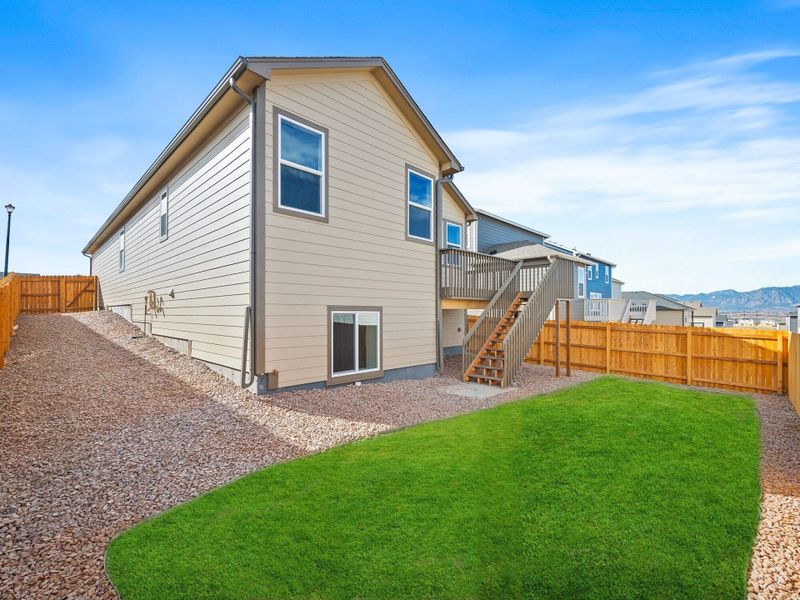 Exterior details and patio area of a home in Ridge at Lorson Ranch, Colorado Springs (Image 4).