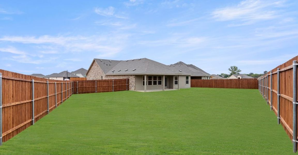Representative exterior photo of a completed home built from the Austin by Impression Homes in Keeneland, Aubrey, TX (Image 25).
