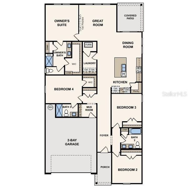 2D floor plan layout of this home in Reserve East, Flagler Beach, FL (Image 5).