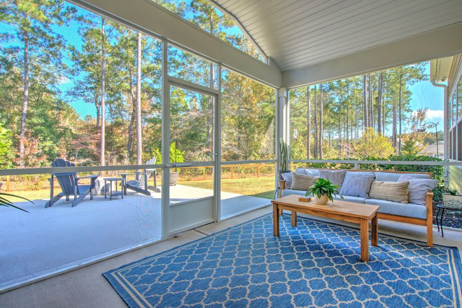 Exterior details and patio area of a home in French Quarter Creek, Huger (Image 4).