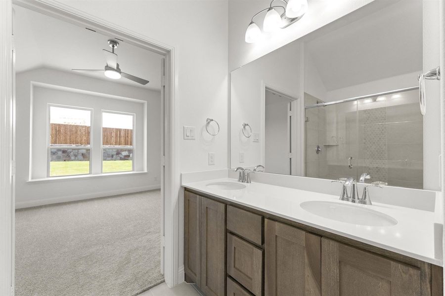 Representative furnished interior of a home built from the Trenton by Pacesetter Homes in Keeneland, Aubrey (Image 10).