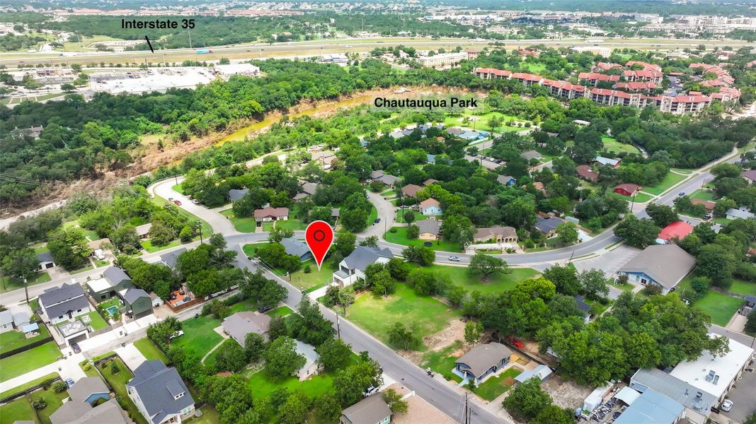 Aerial perspective of suburban area Aerial perspective of suburban area
