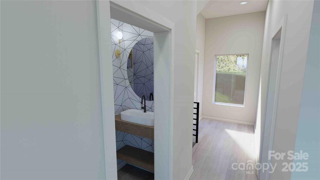 Main level powder bathroom rendering