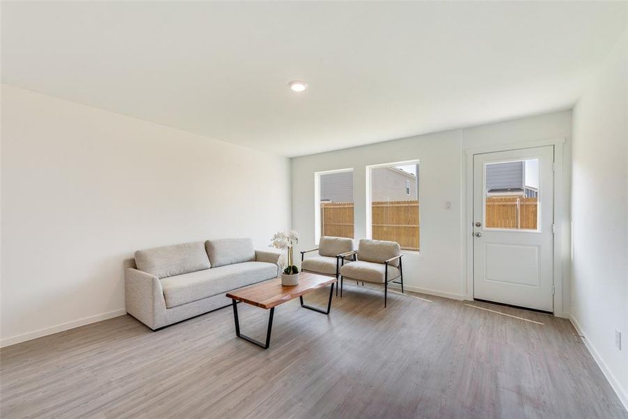 Living room featuring light wood-type flooring