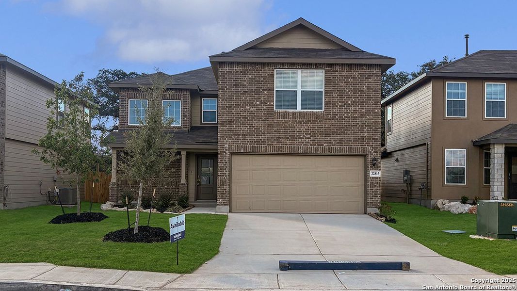 Front exterior of a new home in Langdon, San Antonio, TX, highlighting curb appeal (Image 1). Front exterior of a new home in Langdon, San Antonio, TX, highlighting curb appeal (Image 1).