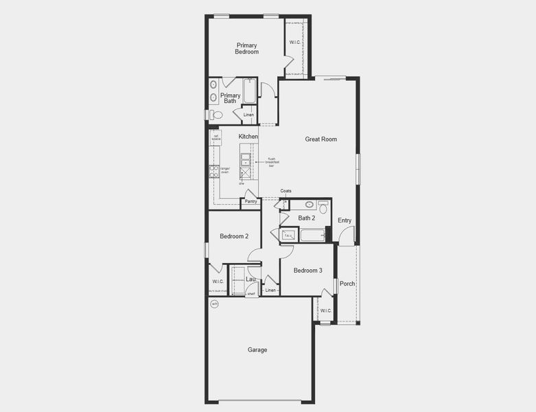 2D floor plan layout for the Plan 1511 by KB Home in Chapel Manor I, Zephyrhills, FL (Image 3).