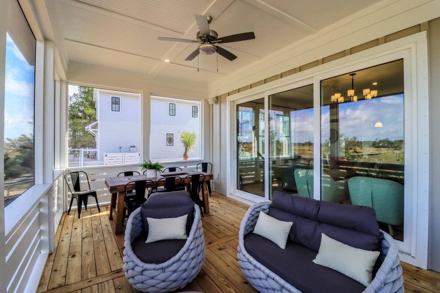 Exterior details and patio area of a home in The Preserve at Pennys Creek, Johns Island (Image 22).