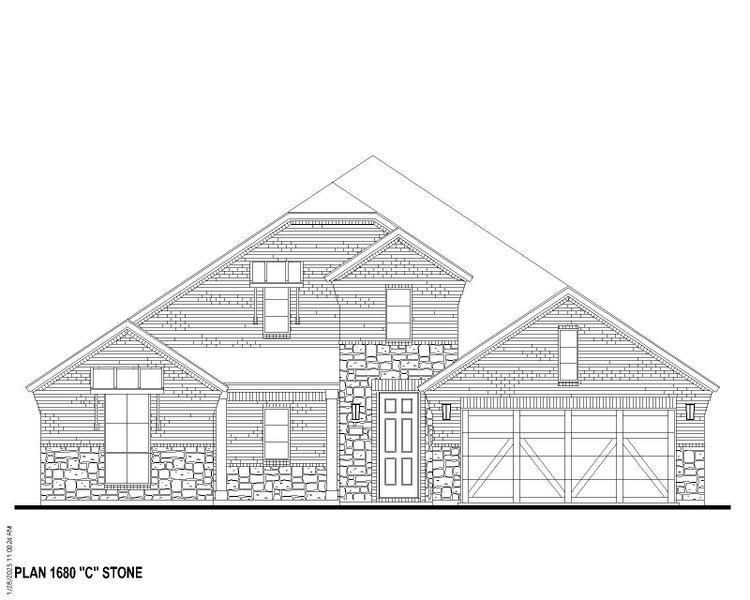 Plan 1680 Elevation C w/ Stone