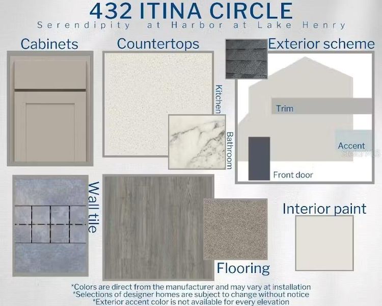 Sample of building materials used in homes in Harbor at Lake Henry - Single-Family Homes, Winter Haven (Image 4). Sample of building materials used in homes in Harbor at Lake Henry - Single-Family Homes, Winter Haven (Image 4).