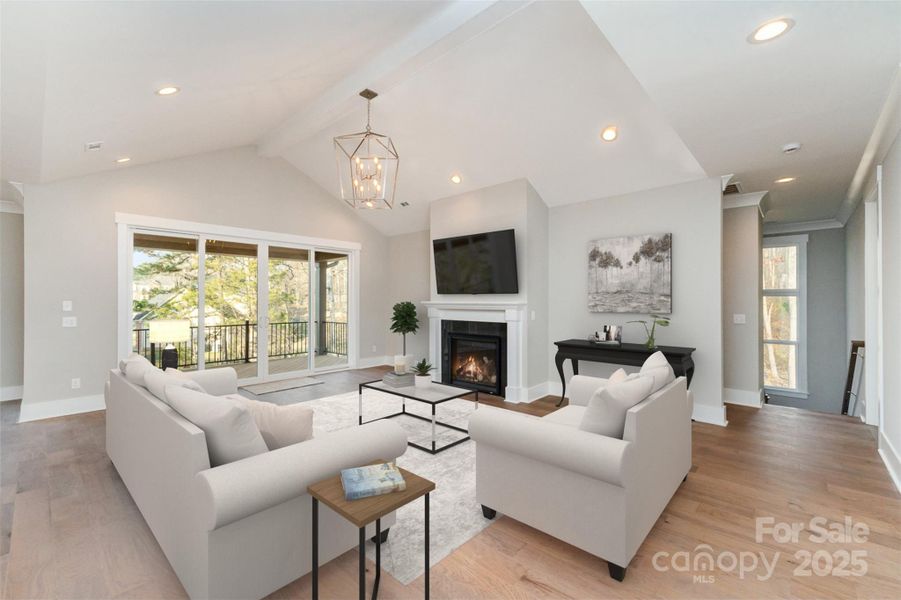 Great Room & Covered Porch (staged)