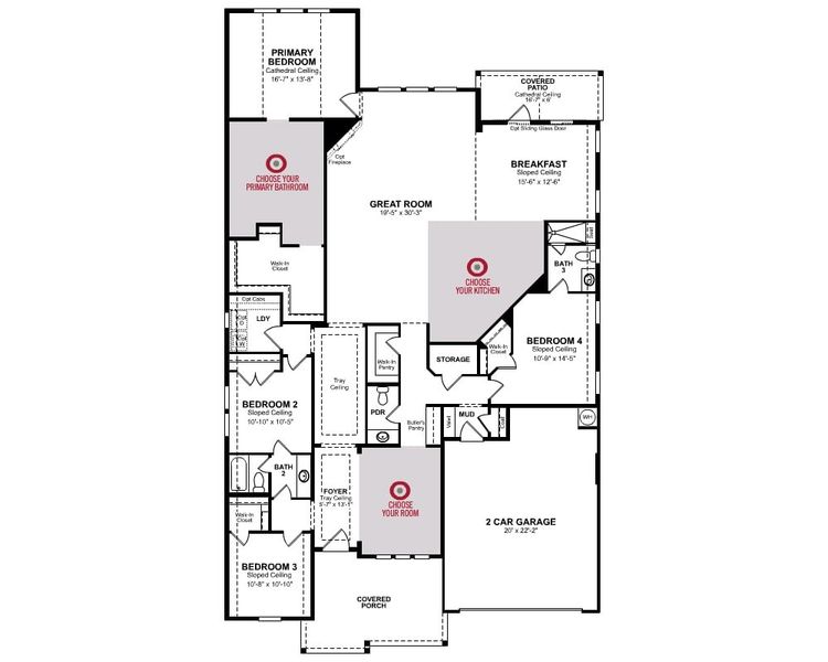 2D floor plan layout for the Fredericksburg by Beazer Homes in Legacy, League City, TX (Image 3).
