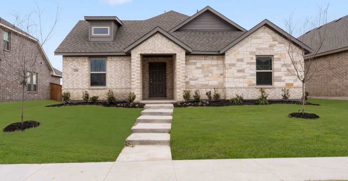 Representative exterior photo of a completed home built from the Salinas by Impression Homes in Redden Farms, Midlothian, TX (Image 1). Representative exterior photo of a completed home built from the Salinas by Impression Homes in Redden Farms, Midlothian, TX (Image 1).