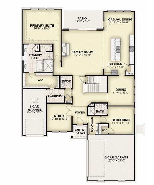 2D floor plan layout for the Alexander - 60 Ft Home Site by Rockwell Homes in Nelson Lake Estates, Rockwall, TX (Image 7). 2D floor plan layout for the Alexander - 60 Ft Home Site by Rockwell Homes in Nelson Lake Estates, Rockwall, TX (Image 7).