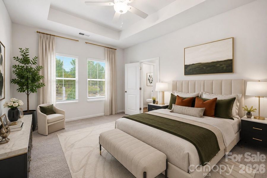 primary bedroom virtually staged