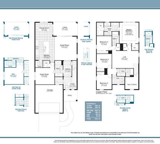 2D floor plan layout for the Vision 2 by Neal Communities in Canoe Creek, Parrish, FL (Image 3).
