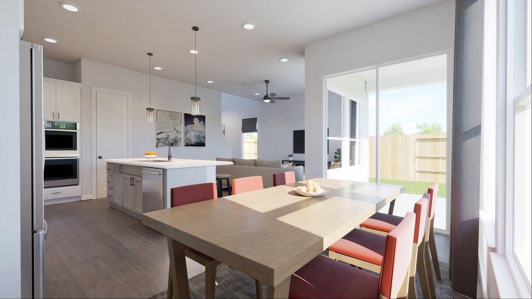 Representative furnished interior of a home built from the Audryna by New Home Co. in The Villas Collection at Novel, Austin (Image 6). Representative furnished interior of a home built from the Audryna by New Home Co. in The Villas Collection at Novel, Austin (Image 6).