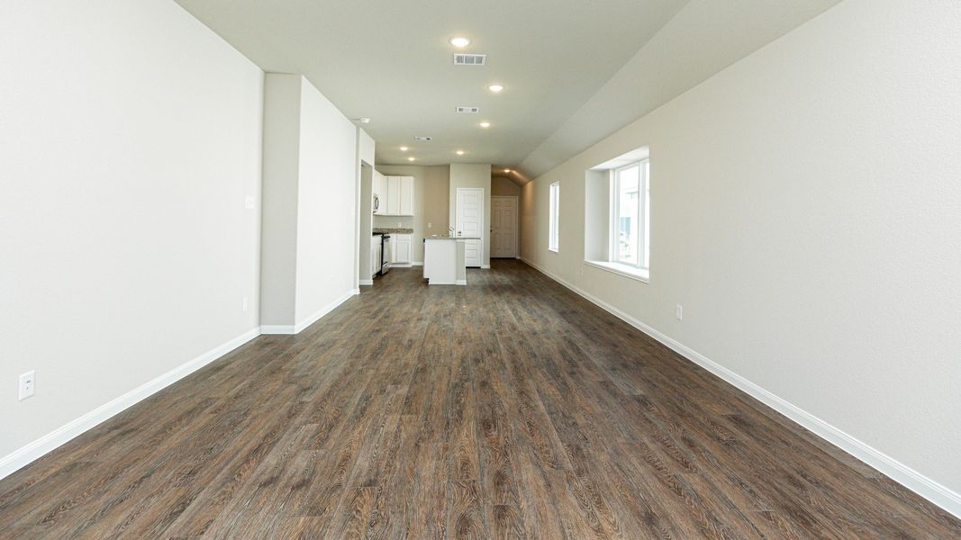 Family Room to Dining Area and Kitchen