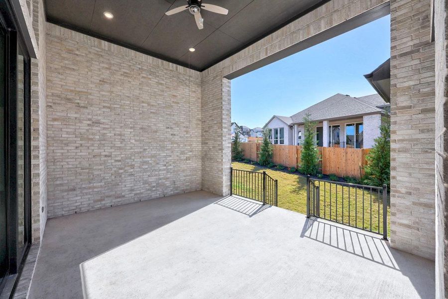 Exterior details and patio area of a home in Palmera Ridge: 80ft. lots, Leander (Image 3).