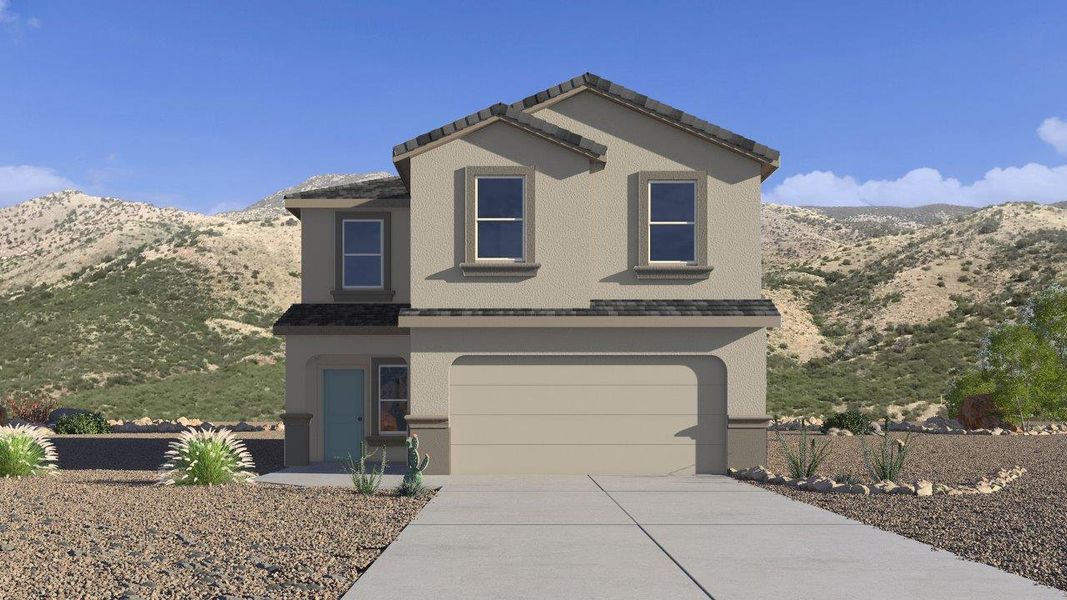 Representative exterior photo of a completed home built from the Kate by D.R. Horton in Barnett Village, Marana, AZ (Image 1).