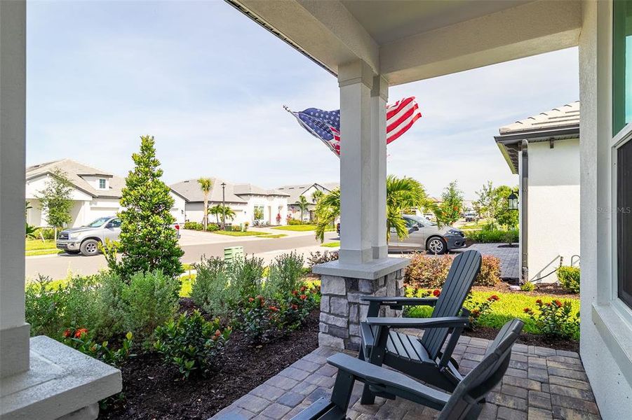 Exterior details and patio area of a home in Sweetwater at Lakewood Ranch, Bradenton (Image 3).