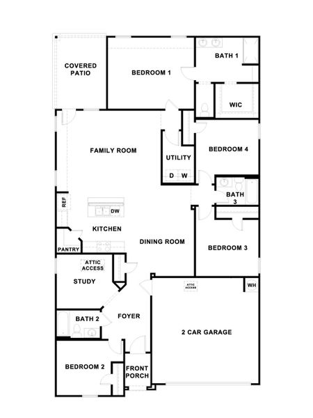 2D floor plan layout for the The Lakeway by D.R. Horton in Bollinger, Maxwell, TX (Image 3).
