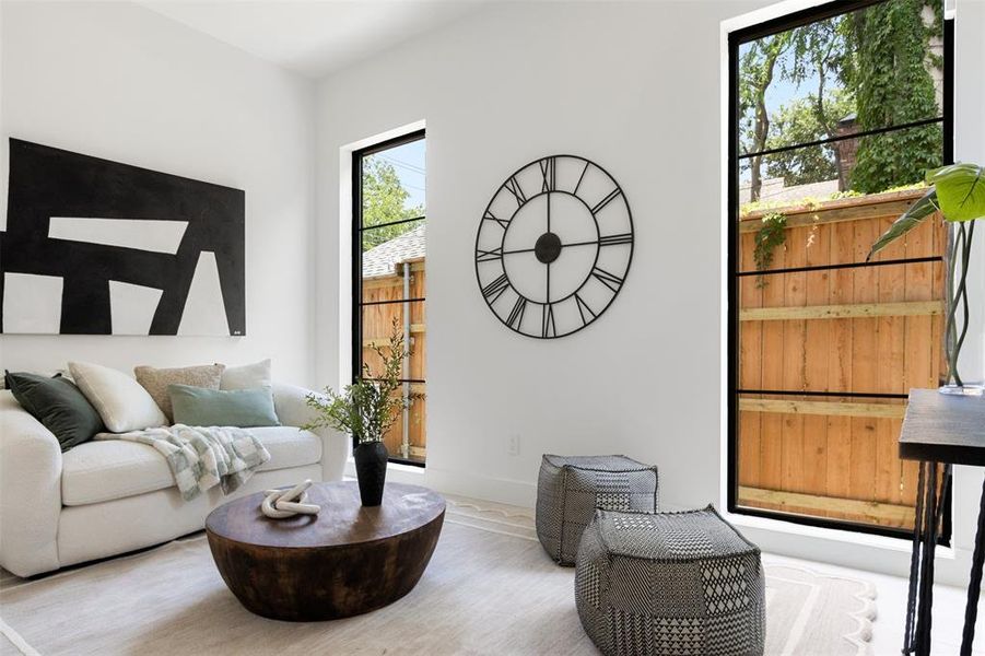 Living room featuring light hardwood / wood-style flooring