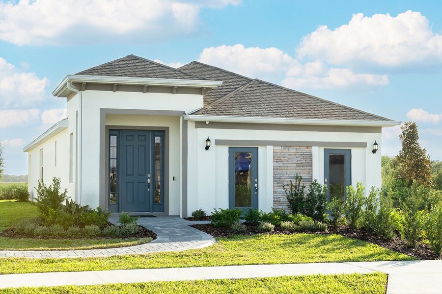 Representative exterior photo of a completed home built from the Spirit by Park Square Residential in Liberty Station, Orange City, FL (Image 19). Representative exterior photo of a completed home built from the Spirit by Park Square Residential in Liberty Station, Orange City, FL (Image 19).