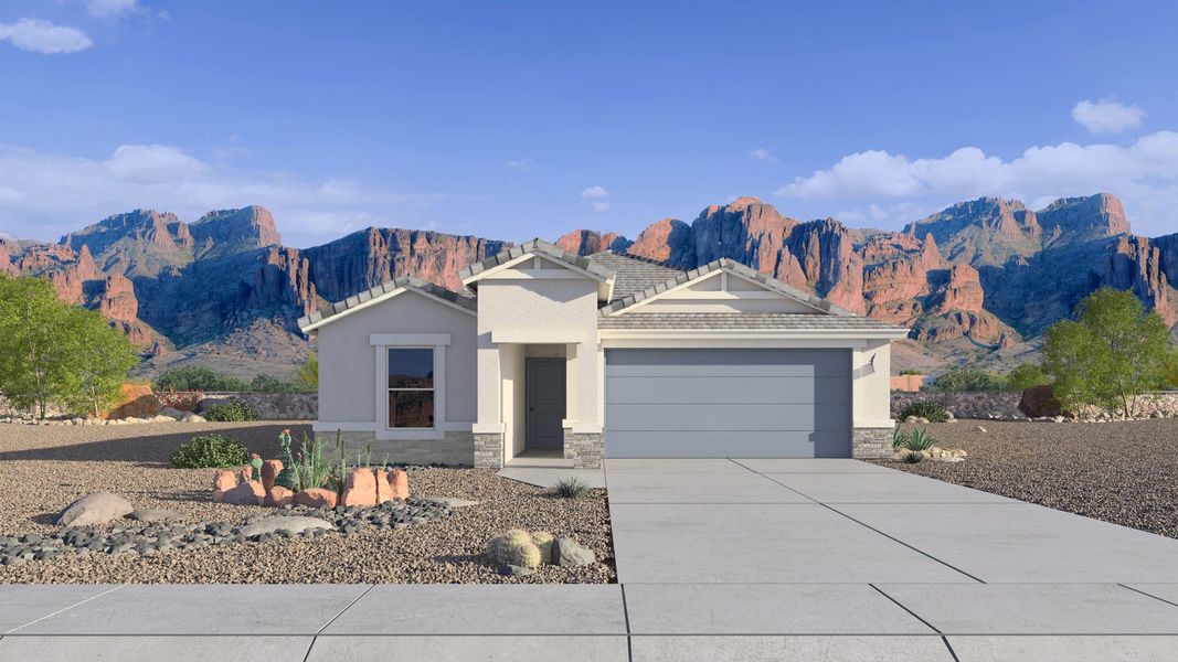 Representative exterior photo of a completed home built from the Easton by D.R. Horton in Remington, Buckeye, AZ (Image 2). Representative exterior photo of a completed home built from the Easton by D.R. Horton in Remington, Buckeye, AZ (Image 2).
