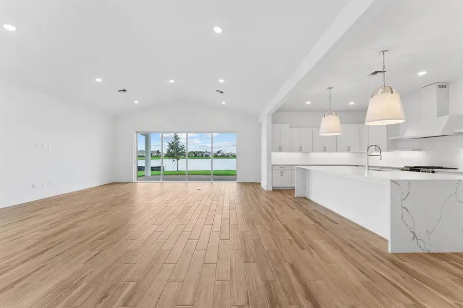 Kitchen, Great Room & Dining Area