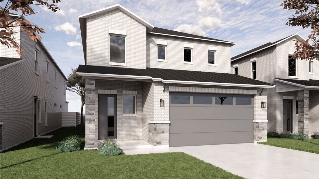 Representative exterior photo of a completed home built from the Plan 5 by Monarch Homes in Royal Court, Frisco, TX (Image 2). Representative exterior photo of a completed home built from the Plan 5 by Monarch Homes in Royal Court, Frisco, TX (Image 2).