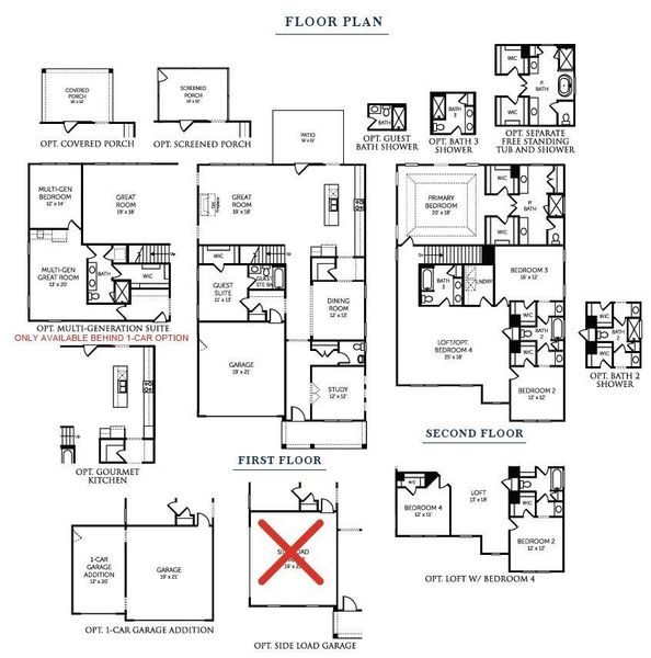 2D floor plan layout of this home in Tidewater at Lakes of Cane Bay, Summerville, SC (Image 5).
