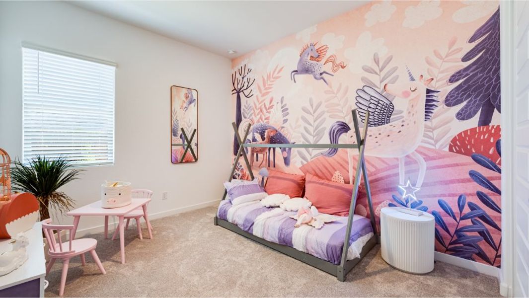 Bedroom 3 styled with a unicorn theme