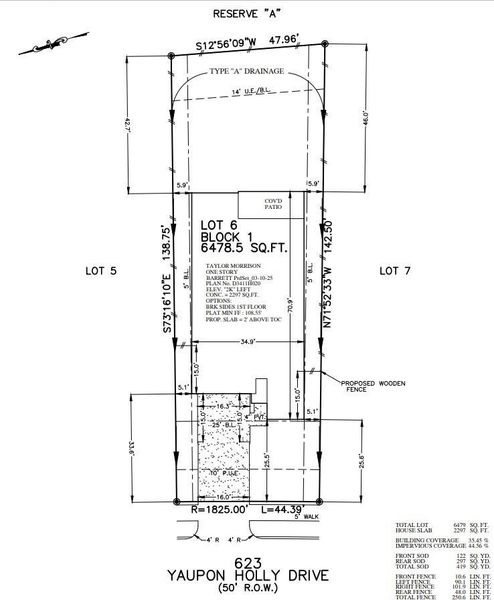 623 Yaupon Holly Drive Plot Plan 623 Yaupon Holly Drive Plot Plan