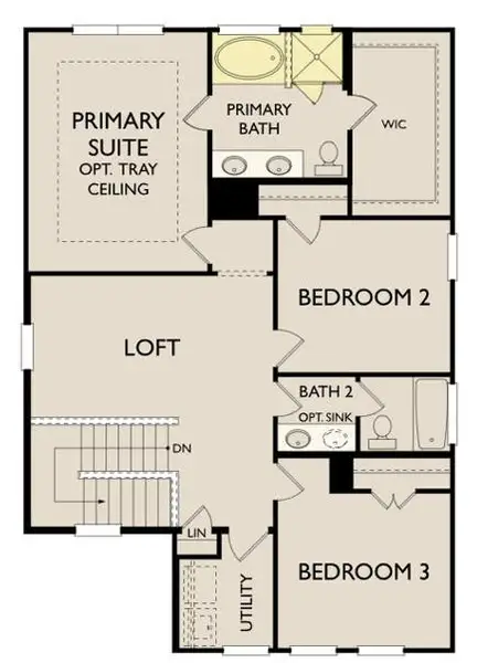 2D floor plan layout of this home in The Cottages at Lariat, Liberty Hill, TX (Image 6).