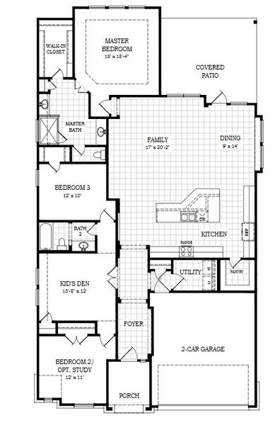 2D floor plan layout for the Lucas by Chesmar Homes in Lariat, Liberty Hill, TX (Image 3). 2D floor plan layout for the Lucas by Chesmar Homes in Lariat, Liberty Hill, TX (Image 3).
