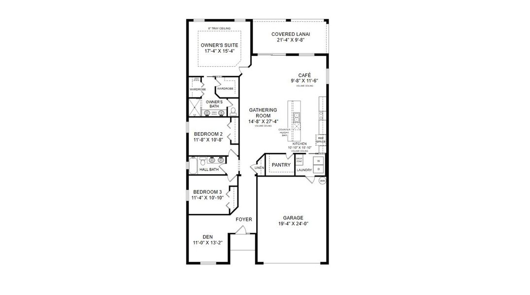 2D floor plan layout for the Serendipity by Highland Homes of Florida in Stonebridge North, Zephyrhills, FL (Image 3).