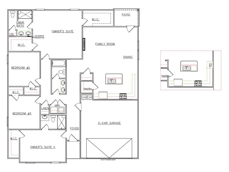 2D floor plan layout for the Shiloh - Single Family Homes by Dream Finders Homes in Gleneddie Acres, Anderson, SC (Image 3).
